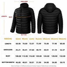 Heated Puffer Jacket Unisex Lightweight and Hooded