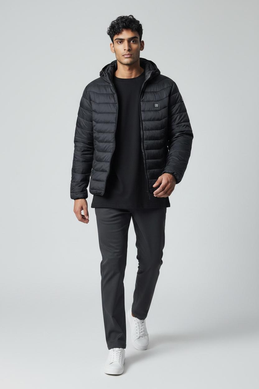 Heated Puffer Jacket Unisex Lightweight and Hooded
