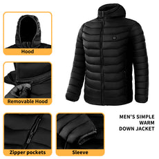Heated Puffer Jacket Unisex Lightweight and Hooded